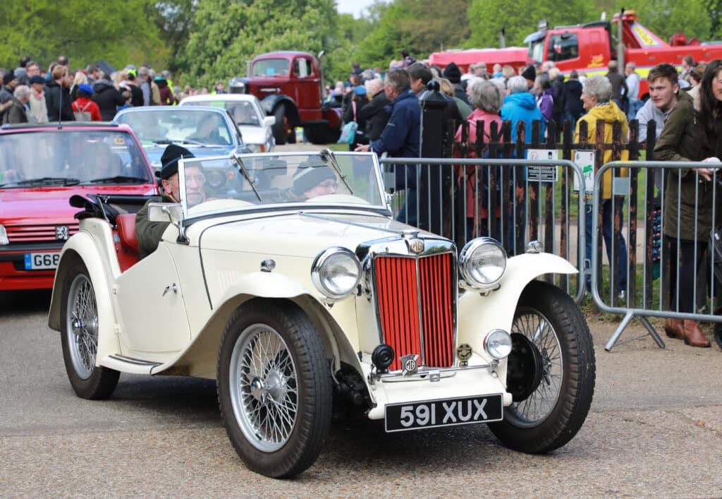 White MG TA, classic sports car