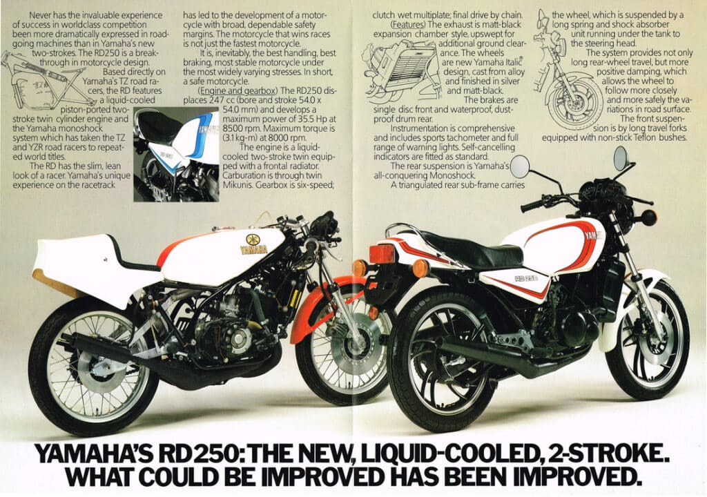 Yamaha 2-Strokes - advert for the Yahama's RD250, the new 2 Stroke
