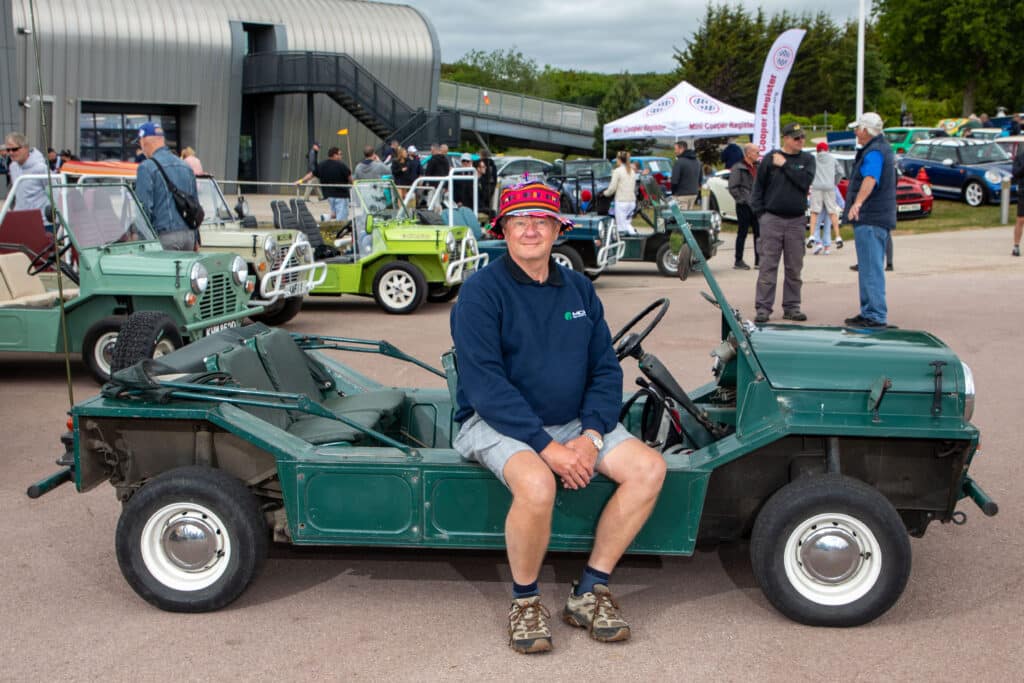 Spruce Green Mini Moke at the National Mini and Metro Show