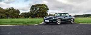 Classic TVR Chimaera 450 on tarmac and grass background